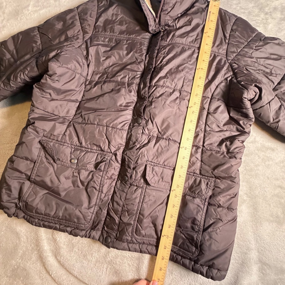Lands End Womens 3X Brown Quilted Puffer Jacket Sherpa Collar Pockets Coat - Picture 7 of 8